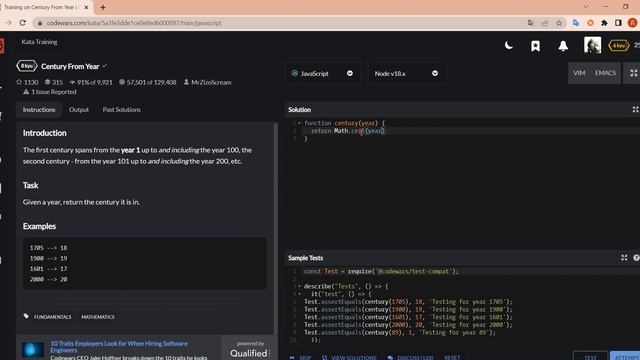 Как решить задачу Century From Year ? / Codewars JavaScript 8kyu смотреть онлайн