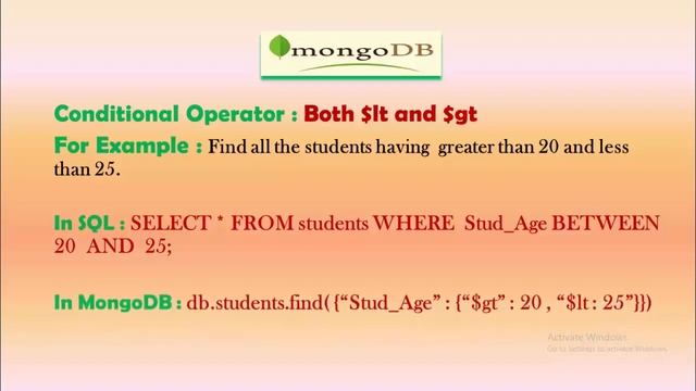 Conditional Operators in MongoDB | Querying Operation in MongoDB смотреть онлайн
