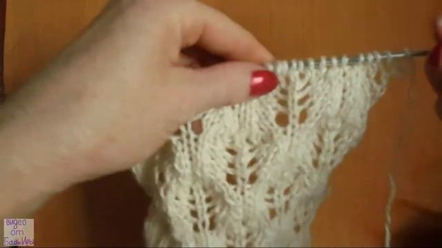 узор спицами "ажурные листики" смотреть онлайн