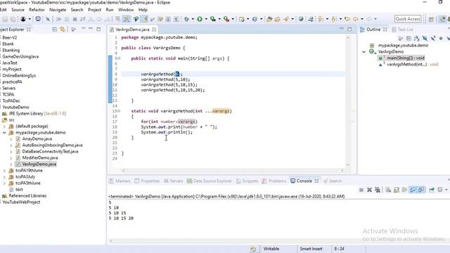 Variable Length Arguments (varargs) in Java смотреть онлайн