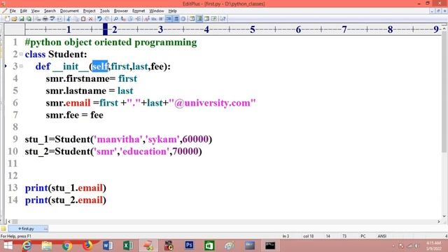 oops in python in telugu class, object, instance variables, self etc смотреть онлайн