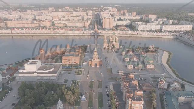 A-Log. Yoshkar-Ola, Russia. City center during sunset. Embankment of the river Malaya Kokshaga, Aer смотреть онлайн