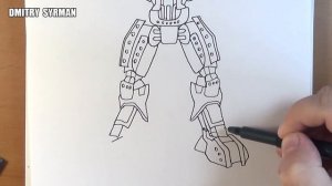 How to draw robot Blockbuster,  Real Steel, Как нарисовать робота Блокбастер