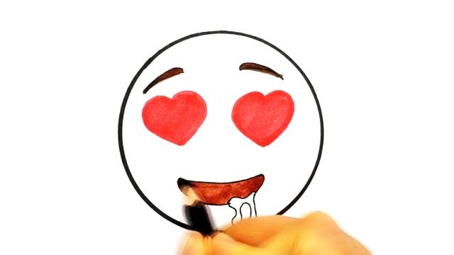 Как нарисовать влюбленный Смайлик с Сердечками в глазах на День Святого Валентина #432 смотреть онлайн