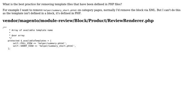 Magento: Removing templates set in PHP files смотреть онлайн