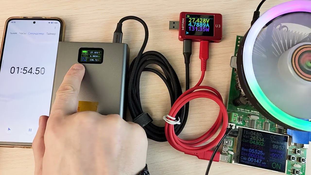 Тест на разряд 140W PowerBank SDOUTECH Model SD25SPB Supervooc смотреть онлайн