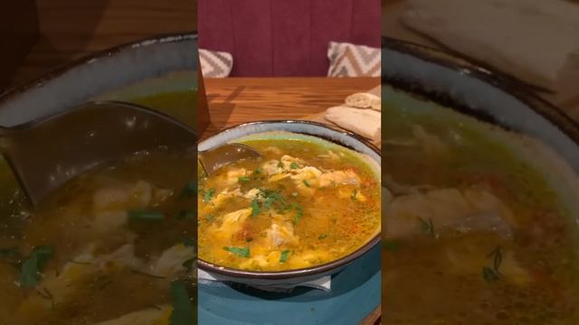 Салат Батуми с жаренными баклажанами и рыбный суп