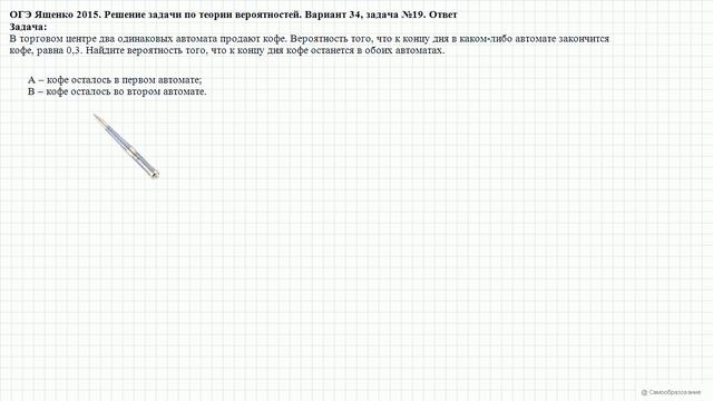 ОГЭ Ященко 2015. Вариант 34, задача №19. Ответ смотреть онлайн