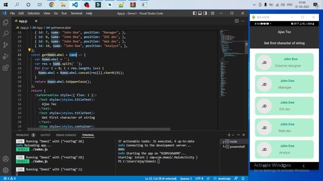How to get the First Character of a String in React Native? || in Hindi смотреть онлайн