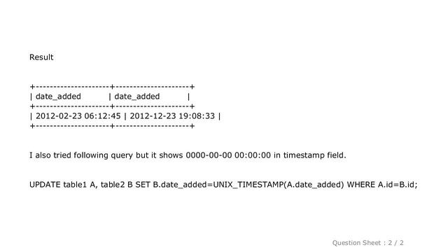 MySQL : Convert MySQL datetime to timestamp смотреть онлайн