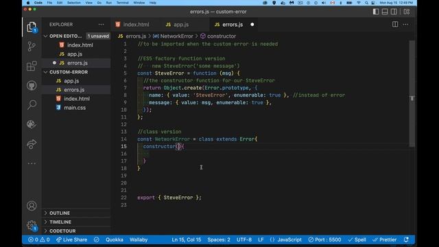 Creating Custom Errors in JavaScript смотреть онлайн