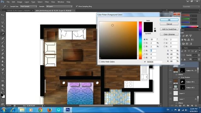 Adobe Photoshop CS6 - Rendering a Floor Plan - Part 2 - furniture смотреть онлайн