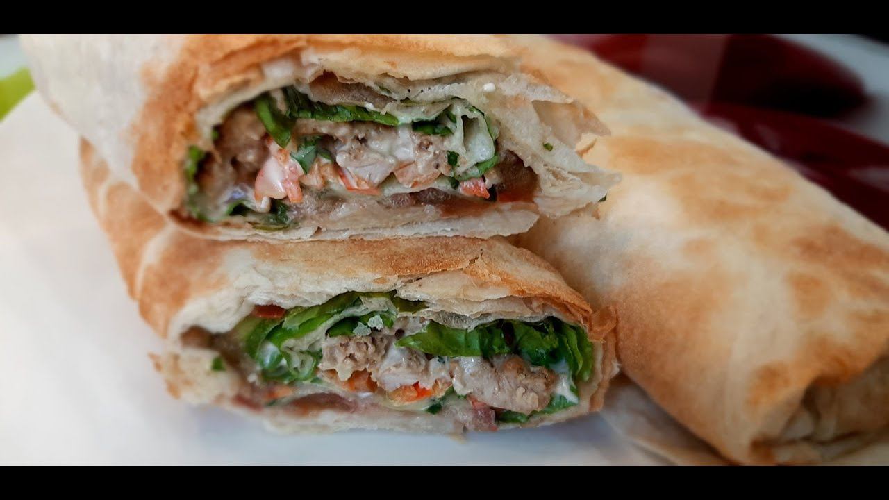 Шаурма по - домашнему со свининой и ароматным соусом. смотреть онлайн