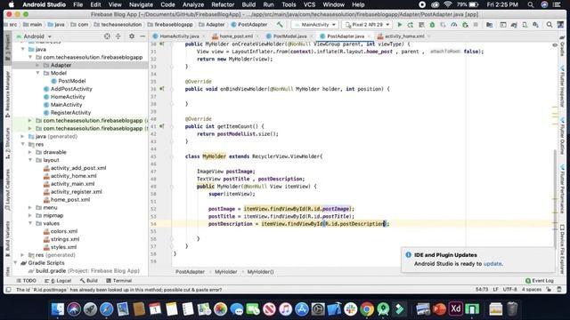 Firebase Blog App Android - Retrieved data and show in RecyclerView || Firebase Tutorial Part 08 смотреть онлайн