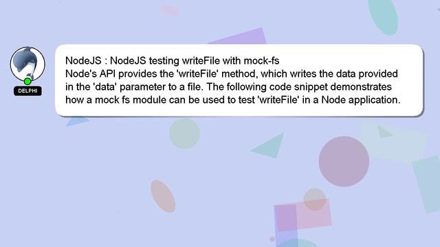 NodeJS : NodeJS testing writeFile with mock-fs смотреть онлайн