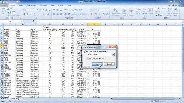 Excel 2010 - Format As Table смотреть онлайн