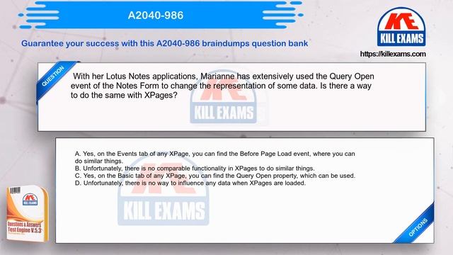 A2040-986 - Assessment: Creating Notes & Domino 8.5 Applications with Xpages & Advanced Practice смотреть онлайн