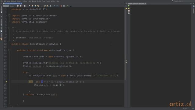 Java - Ejercicio 147: Escribir un Archivo de Texto con la Clase FileOutputStream смотреть онлайн