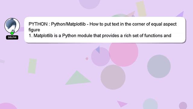PYTHON : Python/Matplotlib - How to put text in the corner of equal aspect figure смотреть онлайн