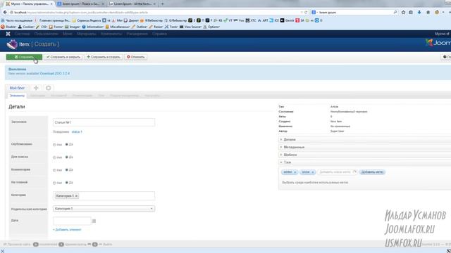 Урок 2 Формирование статей и категорий в YooTheme Zoo смотреть онлайн