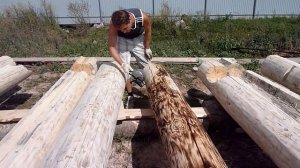 Обжиг дерева (сруба) паяльной лампой