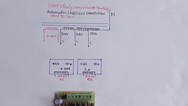 3 loop 2 Realy Automatic voltage Stabilizer connection(140-300v), смотреть онлайн