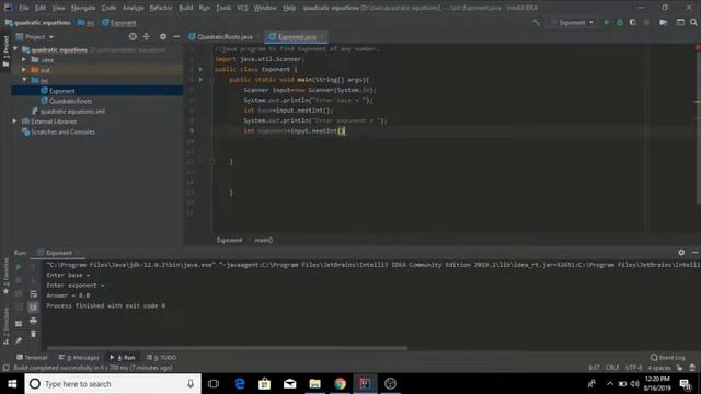 Exponent in java. смотреть онлайн