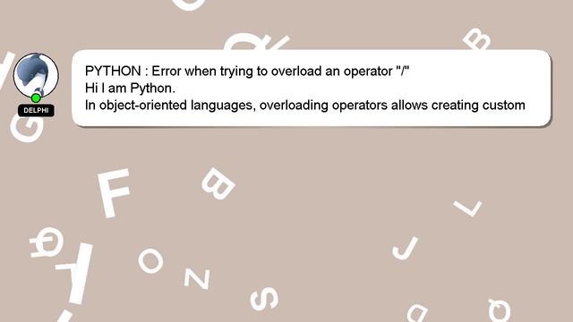 PYTHON : Error when trying to overload an operator "/" смотреть онлайн