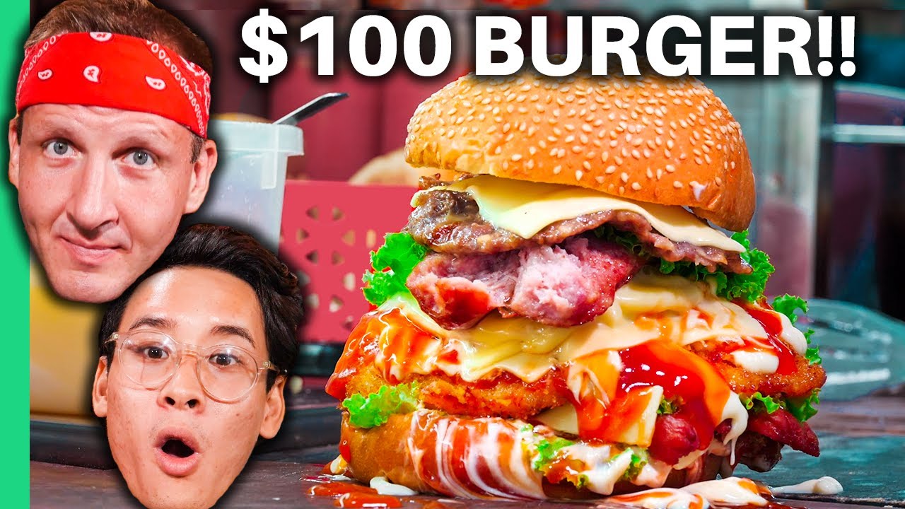 $2 Burger VS $100 Burger!! LUXURIOUS Burger Experience!! смотреть онлайн