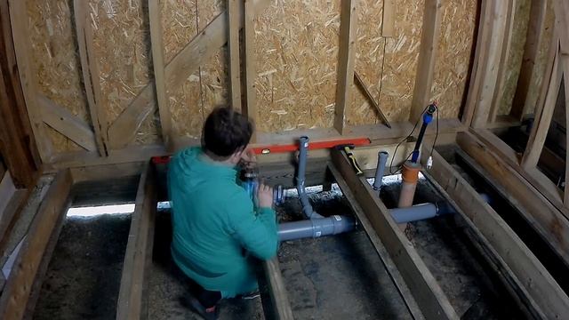 Проект 3в1. Монтаж канализационных труб в каркасном доме.