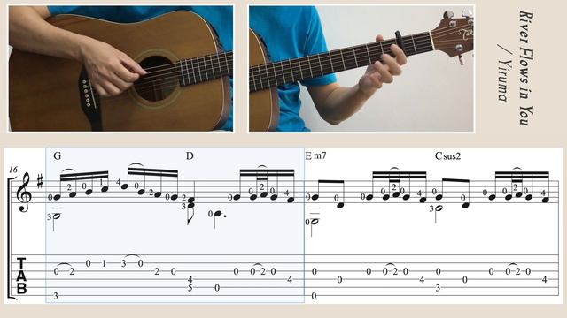 River Flows in You / Yiruma (Easy Guitar) [Notation + TAB] смотреть онлайн