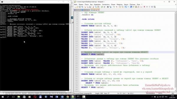 Базы данных для начинающих. SQL команда INSERT в базе данных. SQL запрос INSERT в БД SQLite