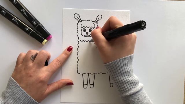 How to draw a lama / Drawing tutorial for kids смотреть онлайн