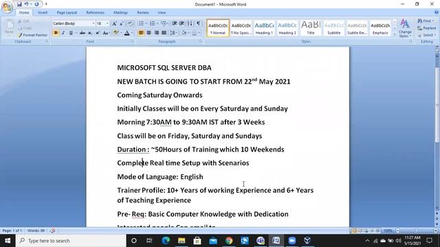 MS SQL DBA New Batch Starting from 22nd May 2021 смотреть онлайн