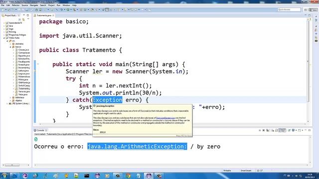 Aula de Java 037 - try catch, tratamento de erros смотреть онлайн