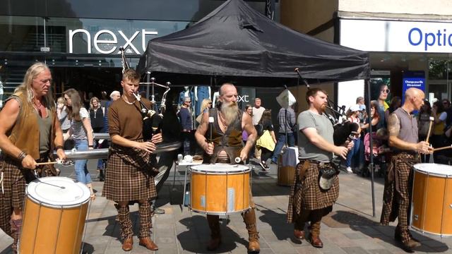 Bagpipes Kilts And Tribal Drums Music 2019 Medieval Fair Perth Perthshire Scotland