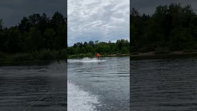 Первая попытка встать на вэйкборд (wakeboard)/мешок, мотор MERCURY 100 / Меркурий 100 смотреть онлайн
