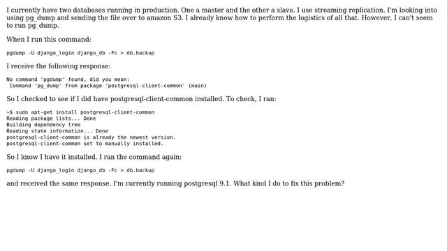 DevOps & SysAdmins: Cannot use pg_dump, command not found смотреть онлайн