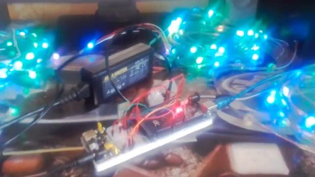 Гирлянда Arduino Mega 2560----200 адресных светодиодов. смотреть онлайн