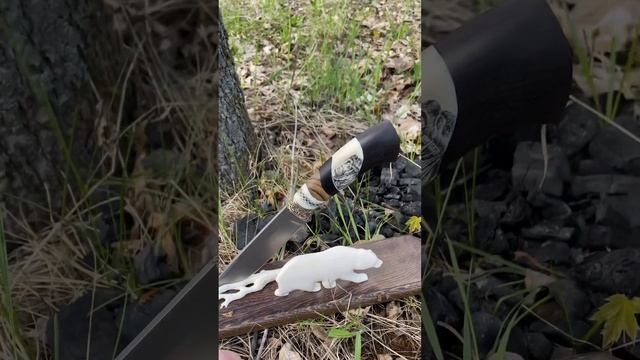 Нож с наборной рукоятью из стали S390, литьё клык моржа, цена 30 000 руб. ? подставка 5700 руб. смотреть онлайн