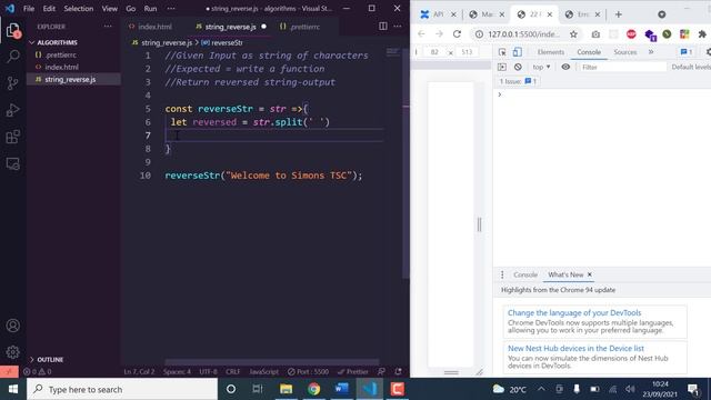 String Reversal algorithm in JavaScript смотреть онлайн