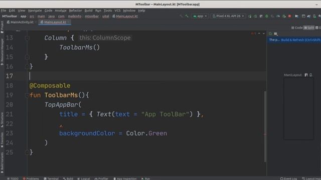 Exploring jetpack compose :TopAppBar/android canary studio kotlin jetpack compose Toolbar/Toolbar смотреть онлайн