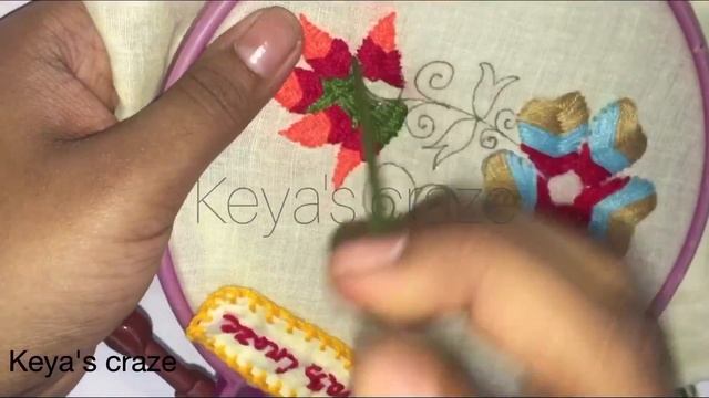 Tutorial no-131 / flower design for beginners | Multicolor raised fishbone flower |Keya's craze смотреть онлайн