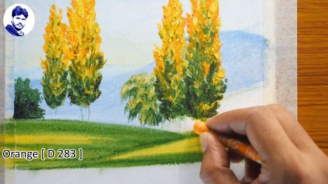 Oil pastel landscape drawing | Easy oil pastel water reflection scenery | смотреть онлайн