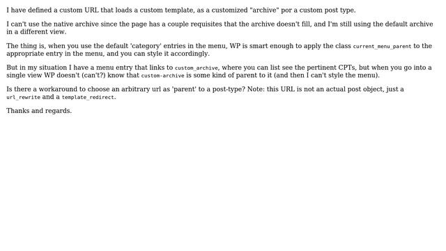 Wordpress: current_menu_parent for custom post type and custom url смотреть онлайн