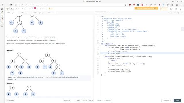 LeetCode 872 | Leaf-Similar Trees | Recursion | Java смотреть онлайн