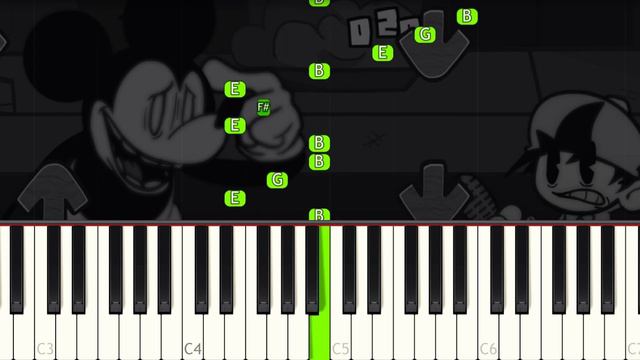Dejection - Friday Night Funkin vs Mickey Mouse - VERY EASY Piano tutorial смотреть онлайн