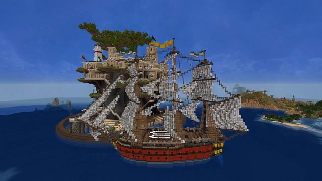ПИРАТСКИЙ КОРАБЛЬ В МАЙНКРАФТЕ Minecraft timelapse смотреть онлайн