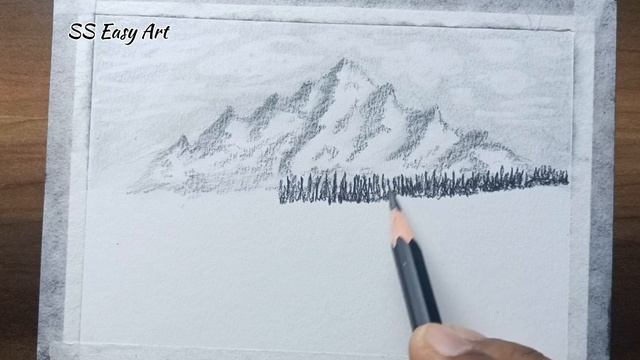 Simple Scenery Art with Pencil sketch and Shading | Easy Art/ painting of mountain and river смотреть онлайн
