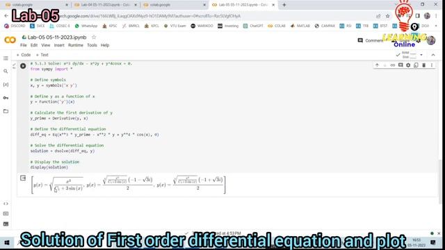 Lab-05: Solving First Order Differential Equations and Plotting with Python | Mathematics Lab смотреть онлайн